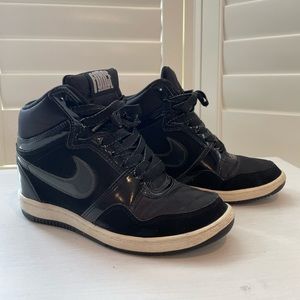Nike Force Dunk Sky Hi Black Hidden Wedge Sneakers 629746-001